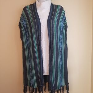 Chaps Western Blanket Look Fringed Vest